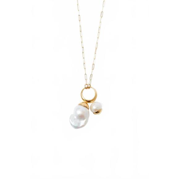 Chan Luu Gold and White Pearl Necklace - Picture 1 of 9